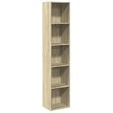 KGFHERENB 74.4 Inch Tall Bookcase, 5-Shelf Sonoma Oak Engineered Wood Bookshelf, Narrow Rectangular Storage Shelving Unit for Modern Living Room, Office and Bedroom, Brown