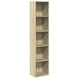 KGFHERENB 74.4 Inch Tall Bookcase, 5-Shelf Sonoma Oak Engineered Wood Bookshelf, Narrow Rectangular Storage Shelving Unit for Modern Living Room, Office and Bedroom, Brown