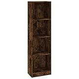 KGHFDVB Sleek and Classic 4-Tier Book Cabinet, Smoked Oak 15.7x9.4x56.3 Inches, 4 Compartment Bookcase with Ample Storage for Books and Decor, Engineered Wood