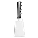 Omquot Cow Bell Noise Generator with Handle for Sports Events, Football Games, Non-Slip Handle, Safe and Secure for Adults and Children, Metal/PVC, 9.05 x 2.24 x 1.96