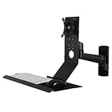 TYBJLXF Monitor and Keyboard Wall Mount,Computer Wall Desk,Adjustable Angle with Keyboard Tray 17.7/24.6 Inch,Fits 15-27 Inch Monitor (Black 450mm)