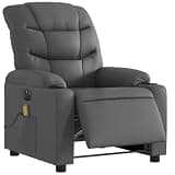 KTPRTOCK Electric Massage Recliner Chair Gray Faux Leather with 6 Massage Points, Power Reclining Function, Cup Holders and Side Pocket