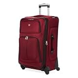 SWISSGEAR Sion Softside Expandable Spinner Luggage Durable Lightweight Travel Suitcase, Burgundy, Checked-Medium