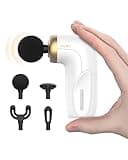 HEYCHY A1 Super Mini Massage Gun, Percussion Deep Tissues Muscle Massager, Travel Massage Gun, Compact Sports Massager, Portable Handheld Massager for Office Gifts for Him/Her, Home, Athletes(White)