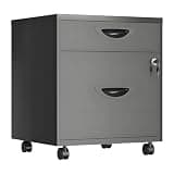 File Cabinet with Lock, Mobile Under Desk Rolling Metal Pedestal for Home Office, Fits A4/Letter Size Files, Fully Assembled