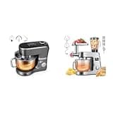 VIVOHOME Gray Stand Mixer with Fermentation and 6 Qt Bowl and One Touch Presets and Silver 9 in 1 Multifunctional Stand Mixer with 6 Speed and 7.5 Qt and Timer for Kitchen