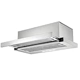 60cm Stainless Steel Range Hood, Pull Out Kitchen Exhaust Fan with LED Light, 3-Layer Filter, Quiet 52dB, 18m³/min Suction, Hidden Design for Modern Cooking