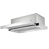 60cm Stainless Steel Range Hood, Pull Out Kitchen Exhaust Fan with LED Light, 3-Layer Filter, Quiet 52dB, 18m³/min Suction, Hidden Design for Modern Cooking