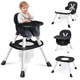 LOOKFLY 8-in-1 Baby High Chair, Feeding Chair, Table & Chair Set, Convertible Design for Babies & Toddlers,Black