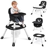 LOOKFLY 8-in-1 Baby High Chair, Feeding Chair, Table & Chair Set, Convertible Design for Babies & Toddlers,Black