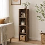 Furevol 4-Tier Bookcase, Cube Bookshelf, Book Shelf, Cube Storage Organizer with Open Shelves, 9 x 12 x 42, for Living Room, Home Office, Bedroom, Amber Pine