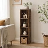 Furevol 4-Tier Bookcase, Cube Bookshelf, Book Shelf, Cube Storage Organizer with Open Shelves, 9 x 12 x 42, for Living Room, Home Office, Bedroom, Amber Pine