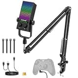 ZealSound Gaming Microphone for Xbox, USB Mic with Boom Arm, Noise Reduction, One-Tap Mute, Gain Control, Zero-Latency Monitoring & RGB Lighting, for PC Mac iPhone & Android YouTube TikTok Podcasting