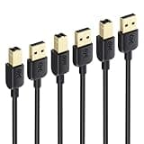 Cable Matters Long 3-Pack USB Printer Cable - 15ft, USB A to B Cable, Compatible with Printer, External Hard Drive, Audio Interface, Scanner, MIDI Controller, MIDI Keyboard, Black