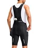 Bikewa Men's Cycling Bibs 4D Padded Bike Shorts with Anti-Slip Leg Grips Padding Biking Bicycle Road Riding Cycle Bib Shorts for Men Rear 2+1 Zipper Pockets UPF50+(Black,XL)