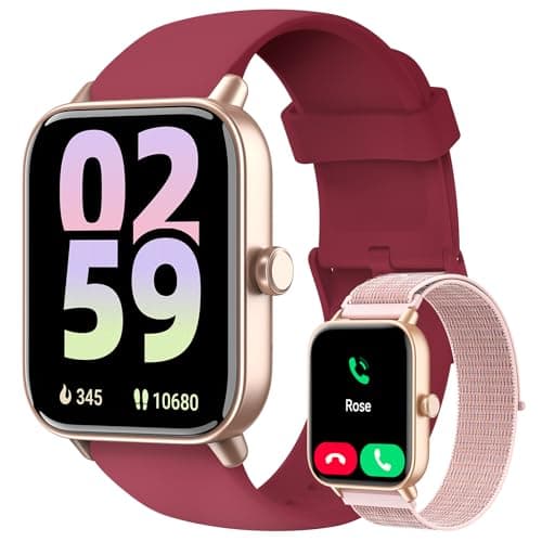 Smart Watches for Women, 1.85" Alexa Fitness Trackers with Call & SMS, Heart Rate, SpO2, Stress & Sleep Monitor, IP68 Waterproof Smartwatch for Android iPhone Samsung etc., 100+ Sports Modes, 2 Bands