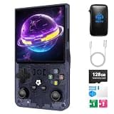 R36MAX Retro Handheld Game Console,128GB Open Source System Support 30+ Emulator Console,4.0 Inch IPS Screen Retro Gaming Console,4000mAh Battery,Portable Video Game Console for Christmas (Gray)