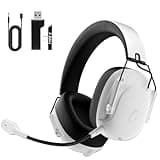 Rumoon Wireless Gaming Headset for PS5, PC, PS4, Switch, Gaming Headset with Detachable Noise Cancelling Mic, 2.4GHz & Bluetooth 5.3 Dual Connection, 7.1 Surround Sound, White