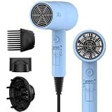 AINA Hair Dryer with Diffuser, Comb | Blow Dryer for Women Compact Travel Professional Ionic Blow Dry | Cold Shot Button 110V/ALCI (Baby Blue)