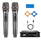 Wireless Microphone Karaoke System with RCA and AUX Audio Interface Output, Supports Speakers Smart TV Media Boxes Computers and Bluetooth Optical Coaxial for Family Singing Activities (2 Microphone)