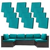 12 Pcs Stretch Patio Cushion Covers,Outdoor Couch Covers Replacement,Outdoor Couch & Sofa Slipcovers,for Patio Furniture Cushion Covers,Washable Reusable Furniture Protector (Peacock Blue,Cover Only)