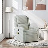 KHNLGFR Manual Recliner Chair with 6 Massage Points, Light Grey Velvet Upholstered Armchair with Side Pocket, 135 Degree Tilt and Vibration Massage Function for Living Room