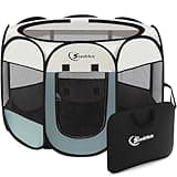 Siedihit Dog Cat Playpen, Puppy Pet Playpen Indoor for Small Dog Crate Tent Cage Outdoor, Portable Pop Up Dogs Enclosure Kennel with Carrying Case for Dogs/Cats/Rabbits(Grey, Small