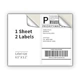 KKBESTPACK Half Sheet Shipping Labels for Laser and Inkjet Printers – 2 Per Page Self Adhesive Mailing Labels – White 8.5 x 5.5 (200 Labels) (2LP)