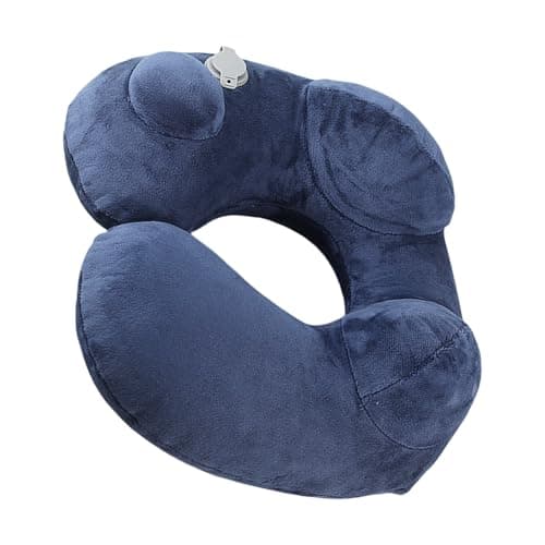 Inflatable Travel Neck Pillow - Blow Ups Airplane Neck Support | Memory Foam Alternative with Adjustable Air Pressure, Washable Cover for Plane, Car, Cruise, Road Trip Napping Comfort
