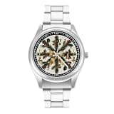 FodPand Analog Men Stainless Steel Band Watch Big Face Silver Wristwatch