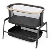 Maxi-Cosi Iora Baby Bassinets Bedside Sleeper, Portable Bassinet, Infant Bedside Sleeper Crib, Height Adjustable, Breathable Mesh, Large Storage Basket, Classic Graphite