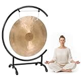 18 Inch Brass Chinese Gong, Chinese Percussion Instrument Brass Gong with High C Stand & Mallet, Easy Assembly Hand Hammered Gongs for Sound Healing, Meditation, Home Decor & Celebration