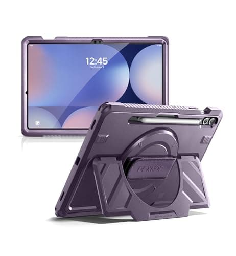 Dexnor Case for Samsung Galaxy Tab S10+ Plus 2024/S9+ Plus 2023 12.4", Rugged Protective Case with 360° Rotating Hand Strap & Stand & Screen Protector & S Pen Holder Shockproof Full-Body Cover,Purple
