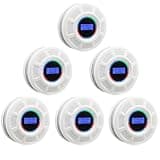 Home Security Protection Device with LCD Digital Display, LED Warning Indicator, 85dB Loud Alarm, Low Battery Alert, Easy Installation for Home, Garage, RV and Office(6 Pack)