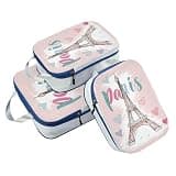 3 Set Travel Packing Cubes For Suitcases 100% Polyester Bags For Closet, Peach Eiffel Tower (3 Set)