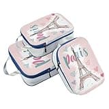 3 Set Travel Packing Cubes For Suitcases 100% Polyester Bags For Closet, Peach Eiffel Tower (3 Set)