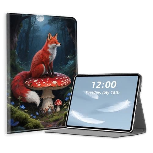 Tablet Case for Samsung Galaxy Tab A8 10.5" 2022,PU Leather Folio Cover with Multi-Angle Stand,Auto Sleep/Wake,Full Protection Case for Galaxy A8 2022,Fox on Red Mushroom