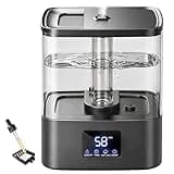 KZF 6L Top Fill Humidifiers for Bedroom & 60H Runtime - Cool Mist Humidifier, 3 Mist Levels, 8H Timer, Essential Oil Tray, Humidity Display, Quiet for Bedroom, Baby, Plants, Large Room (Black, 6L)