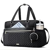 Lekesky Diaper Bag Tote for Mom, 37L Large Diaper Tote Bag, Baby Hospital Bag for Women Labor Delivery, Travel Diaper Bag with Changing Pad, Pacifier Case, Insulated Pockets, Luggage Sleeve, Black