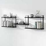 MXCSE Wall Shelves, Wall Mounted Bookshelves, DIY Floating Shelves for Wall, Wood Hanging Book Shelves for Room, Bedroom, Living Room, Easy Installation (Black, 50W x 17H)