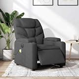 GHVBNMF Electric Massage Recliner Chair, Power Reclining Fabric Armchair with 6-Point Vibration, Motorized Lounge Chair with Dual Cup Holders and Side Pocket for Living Room, Dark Gray