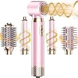 Vylto 5 in 1 Multi Hair Styler Dryer Brush Set, Ionic Hair Dryer Fast Drying, Volumizing Brush with Auto Curlers, Volumizing, Straightening, Frizz-Free Styling No Heat Damage for All Hair Types-Pink