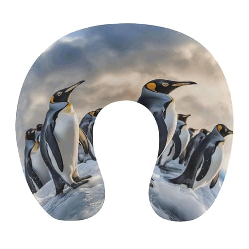 TESBNDDJ Sea Penguin U-Shaped Neck Pillow,Portable Pillow Support with Zipper,Portable Pillow for Chin & Neck Support Memory Foam Neck Pillow,for Airplane,Car,Traveling,Office Or Home Use