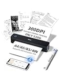 iDPRT MT610Pro Portable Thermal Printer, 300DPI HD Mobile-Travel-Printers, Inkless-Wireless-Small-Printer for Home Use, Office, Vehicles, Bluetooth Printers Supports 8.5" x 11" US Letter&A4&A5, Black