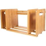 TEHAUX Wood Desktop Bookshelf CD Record Storage Organizer Adjustable 32-60cm Space Saving Storage Rack for Desktop Use
