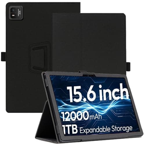 AKNICI Case for MESWAO MES-B3 / HOOGEE MES-B10 / azamp MES-B3 Tablet 15.6 Inch, Premium PU Leather Folio Folding Stand Protective Tablet Cover with Hand Strap Magnet