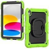 ZAGLDD for iPad 11th Gen A16 11 Inch 2025 Case with Screen Protector, Heavy Duty Full Body Protective Rugged Cover Rotating Handle Silicone Case(Yellow Green)