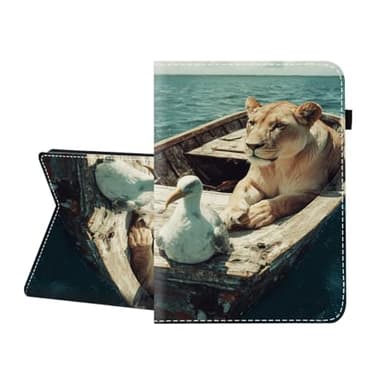 CICPLKSE Case for Samsung Galaxy Tab A8 10.5 Inch 2021 (SM-X200/X205),Premium PU Leather Cover with Auto Sleep Wake,Lion Boat
