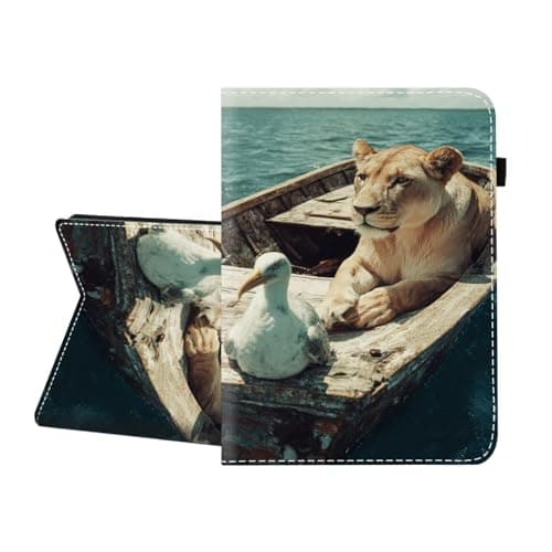 CICPLKSE Case for Samsung Galaxy Tab A 10.1 T580 T585 T587(2016 Release),Premium PU Leather Cover with Auto Sleep Wake,Lion Boat