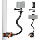 K&F CONCEPT Flexible Clamp Mount Kit, Action Camera Gooseneck Mount with 1/4" & 3/8" Screws for Flat & Round Surfaces, Compatible with Smartphone, Action Camera, Light and Webcam
